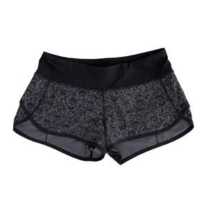 Lululemon Women's Floral Speed Running Shorts Activewear Gym‎ Black Gray Size 4
